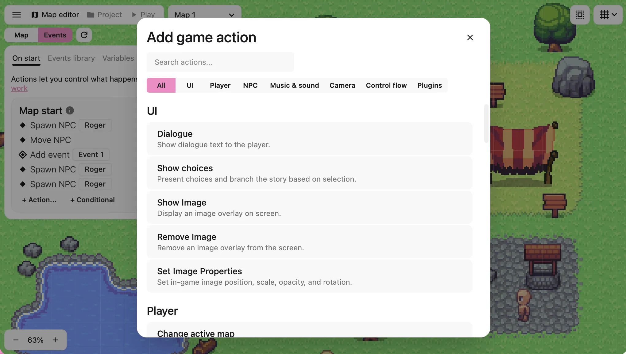 Actions screenshot